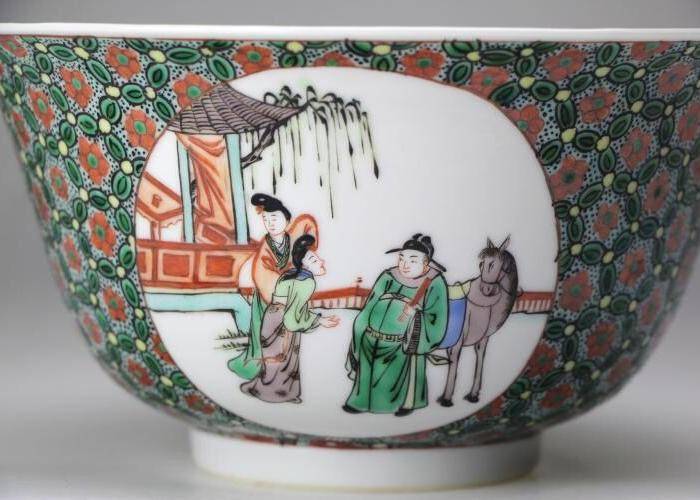 清康熙精品五彩西厢记人物故事纹大碗图4