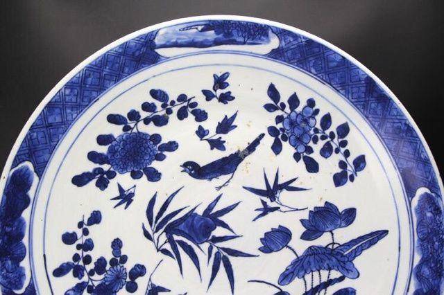 清代青花花鸟纹超级特大盘可遇不可求图2