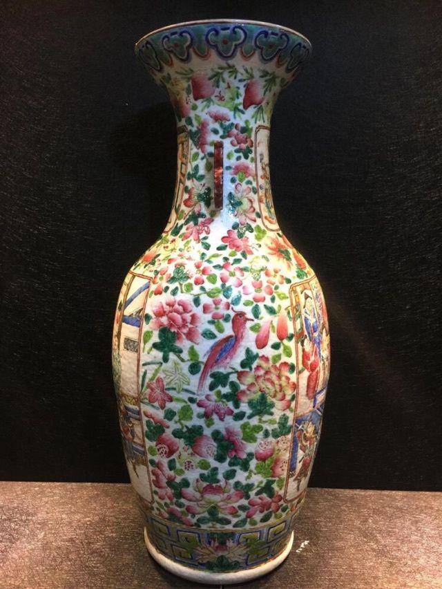 清咸丰粉彩花鸟人物纹大瓶,特大号图3