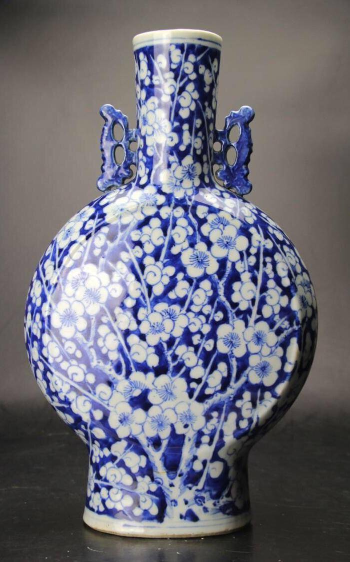清光绪精品青花留白冰梅花紋大抱月瓶图2