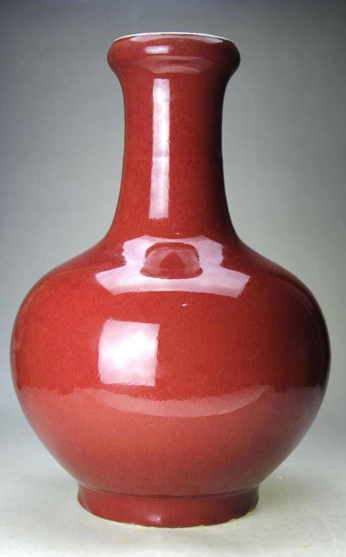 大清精品郎红釉洗口大赏瓶图2