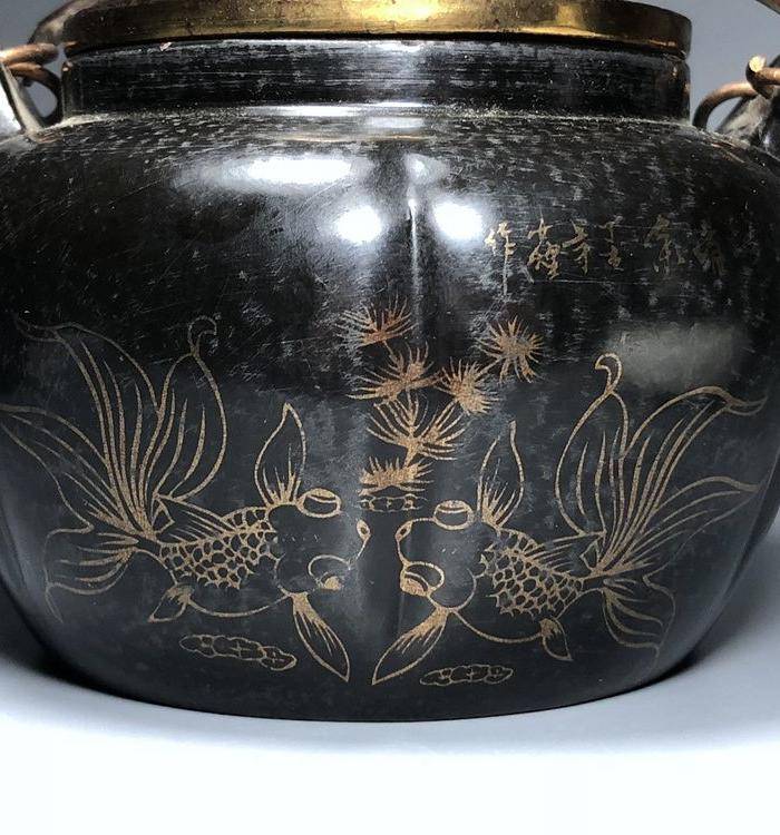 精品 清代老紫砂加彩茶壶一把图3