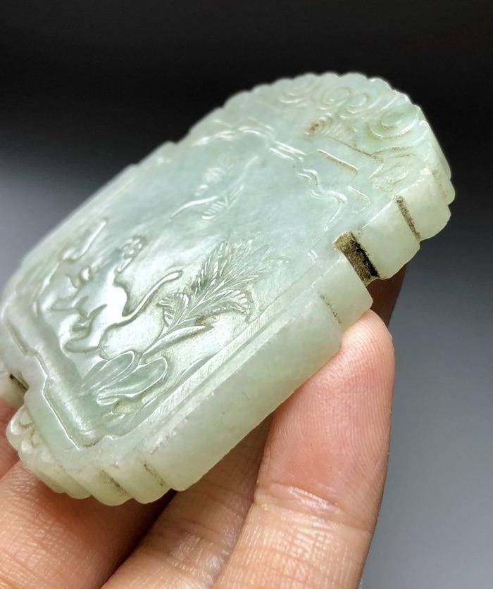 精品 清代老翡翠牌一件图3