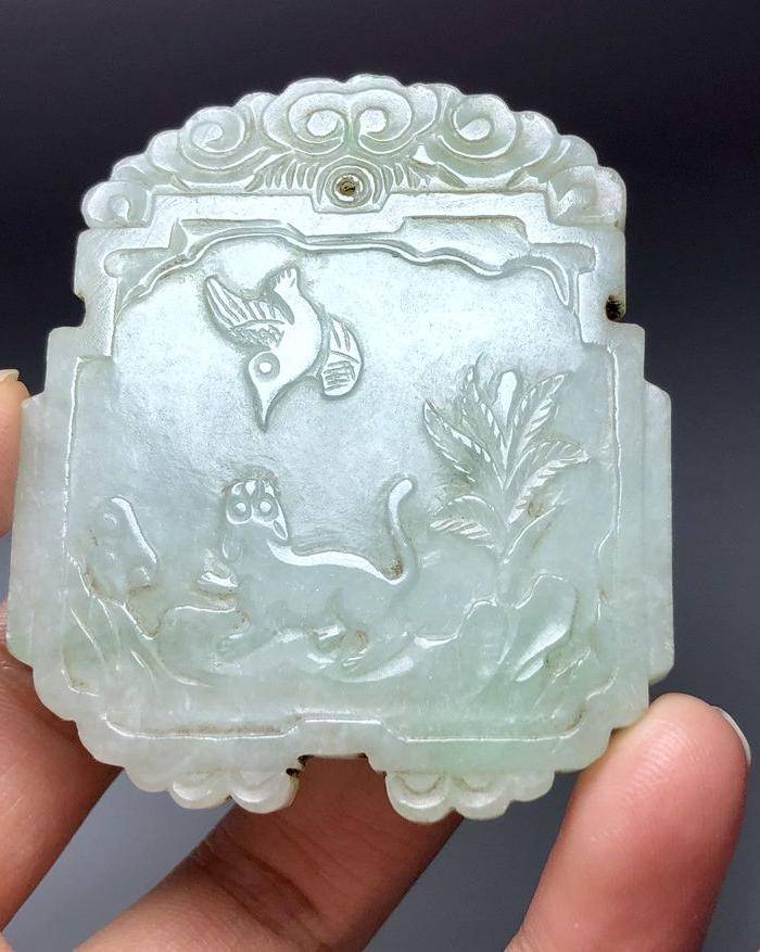 精品 清代老翡翠牌一件图8