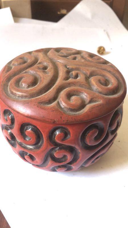 明清瓷杂0元拍清代木胎如意纹漆盒