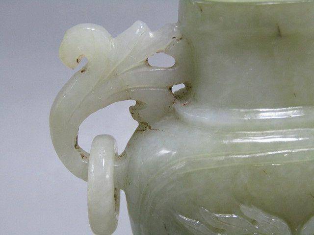 重器清和田玉 双如意耳 活环两面工蟠龙 赏瓶摆件图5