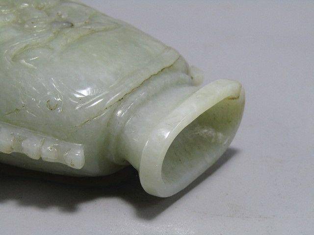 重器清和田玉 双如意耳 活环两面工蟠龙 赏瓶摆件图6