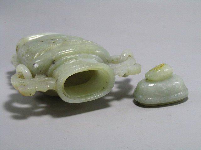 重器清和田玉 双如意耳 活环两面工蟠龙 赏瓶摆件图9