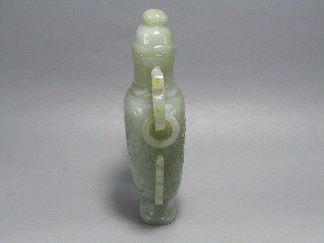 重器清和田玉 双如意耳 活环两面工蟠龙 赏瓶摆件图3