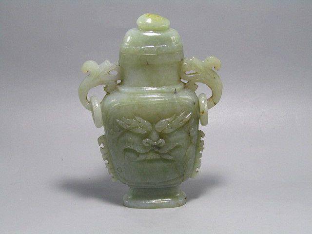 重器清和田玉 双如意耳 活环两面工蟠龙 赏瓶摆件图11