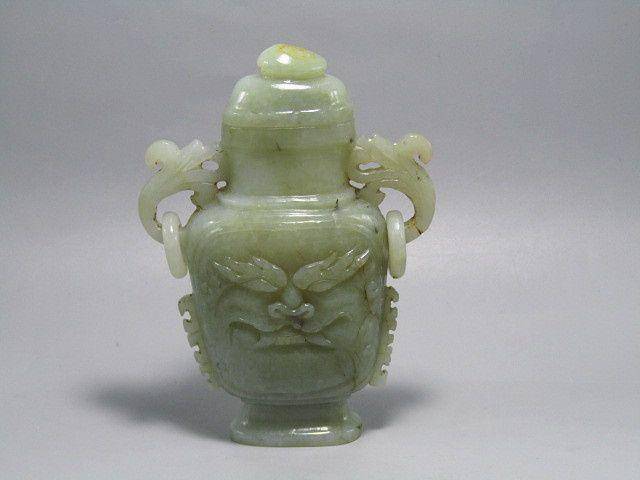 重器清和田玉 双如意耳 活环两面工蟠龙 赏瓶摆件图12