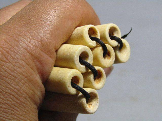 重器战汉 鸡骨白玉 桶珠15颗 包浆厚重图3