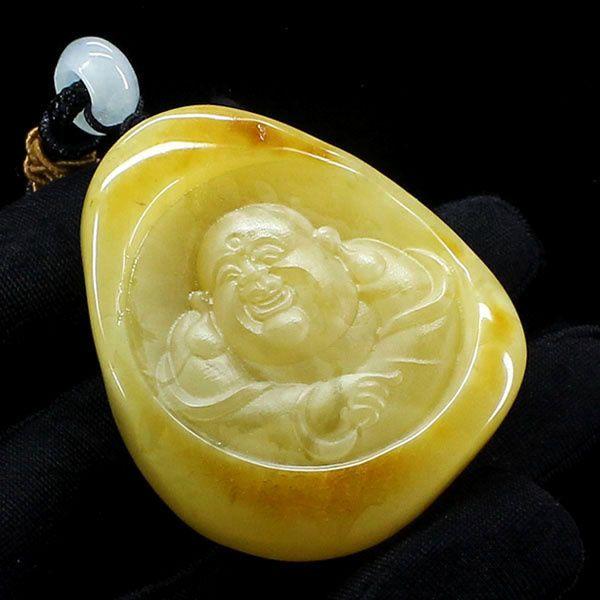 带原皮蜜蜡笑佛挂件4747