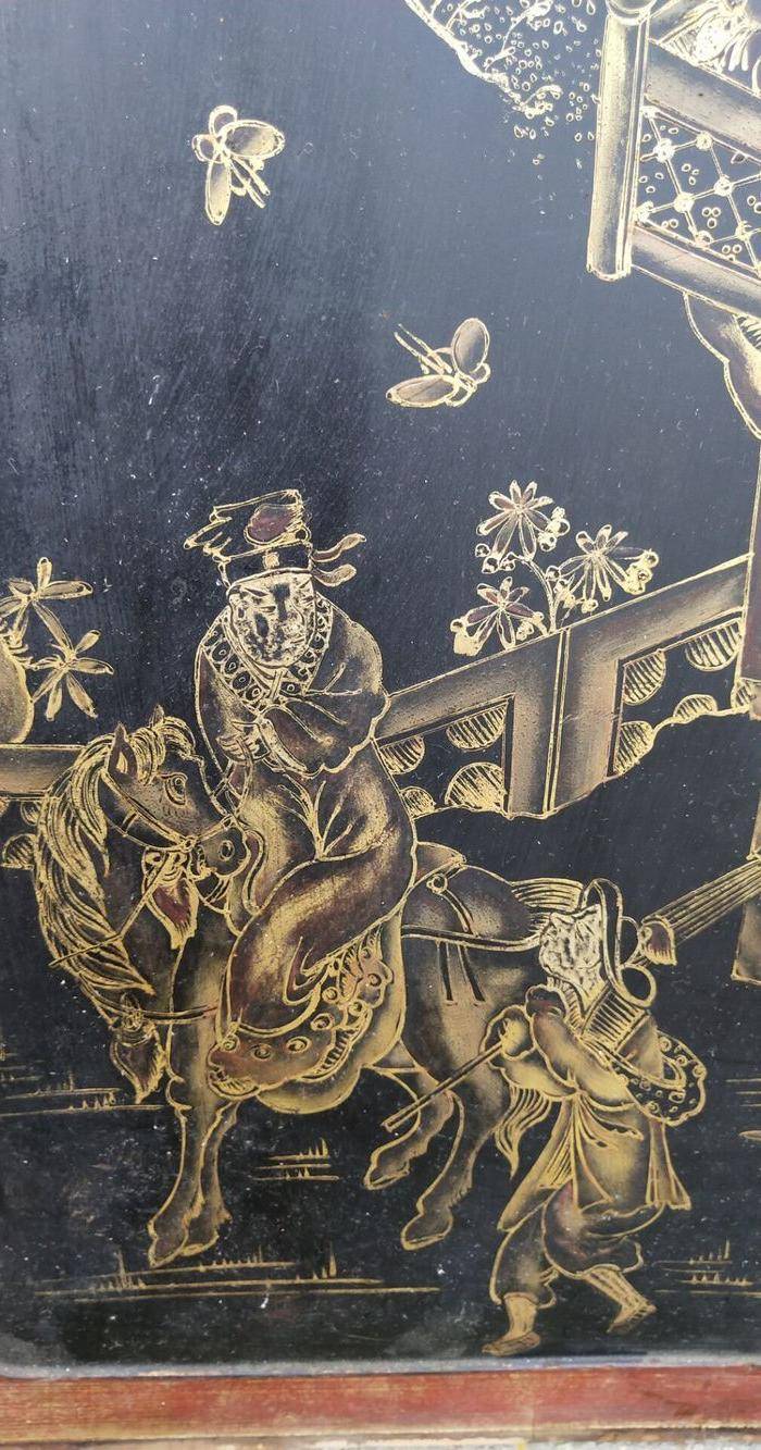 一对特别漂亮的镏金人物画板图4