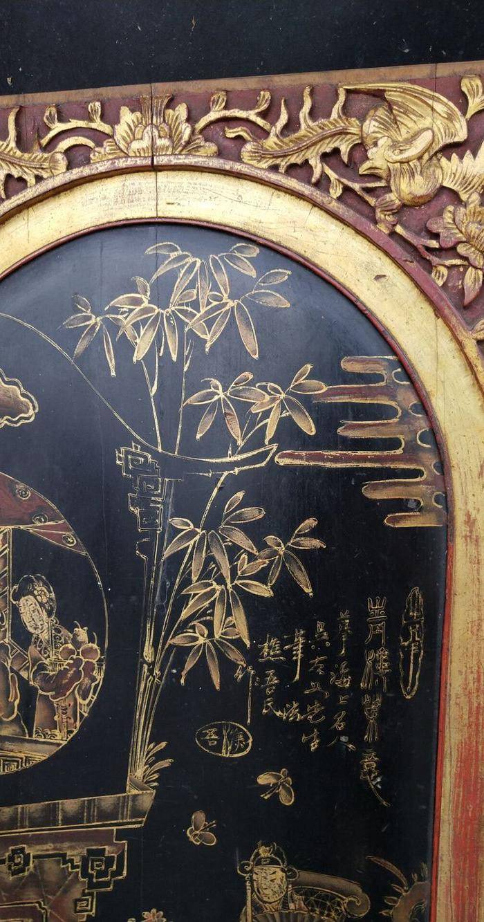 一对特别漂亮的镏金人物画板图6