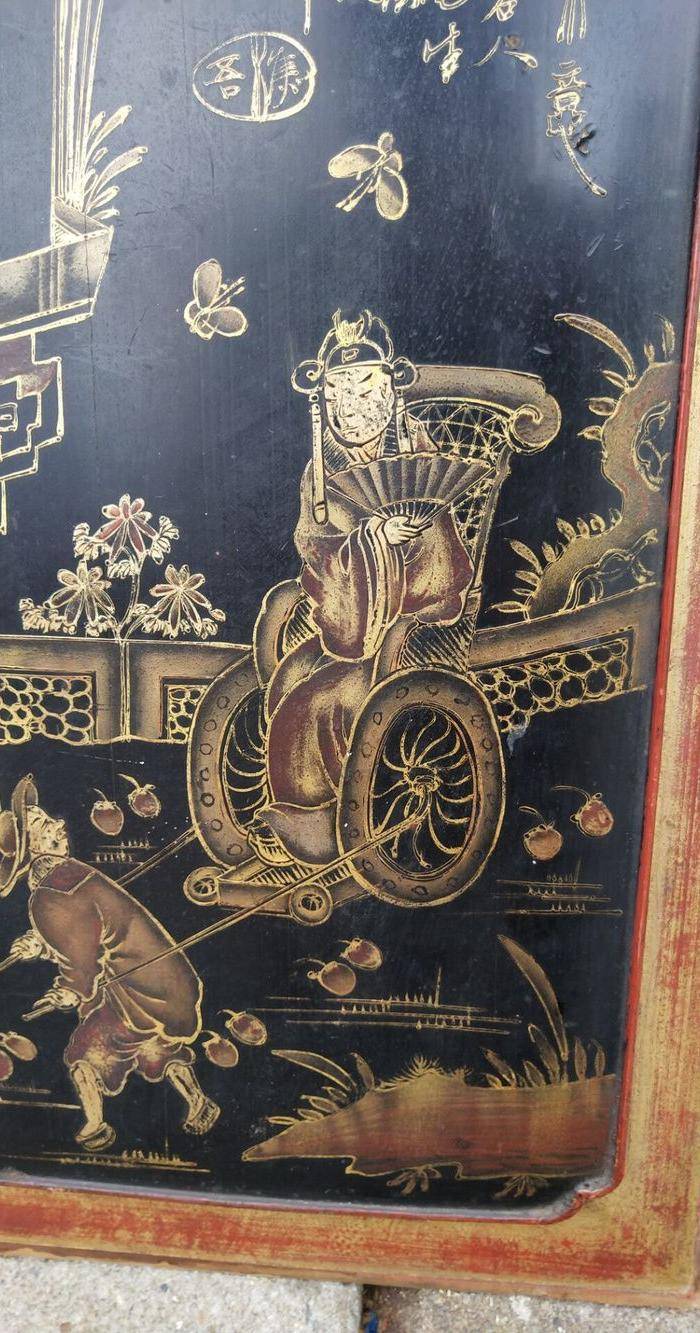 一对特别漂亮的镏金人物画板图7