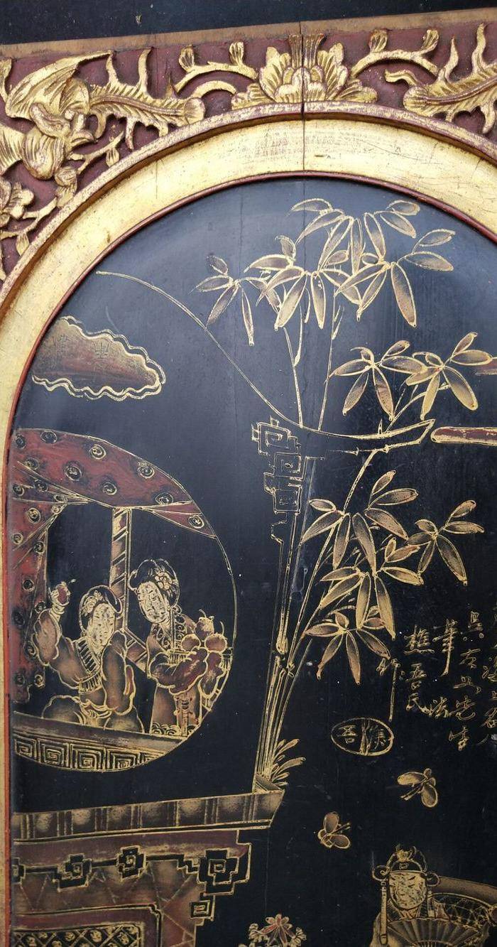 一对特别漂亮的镏金人物画板图8
