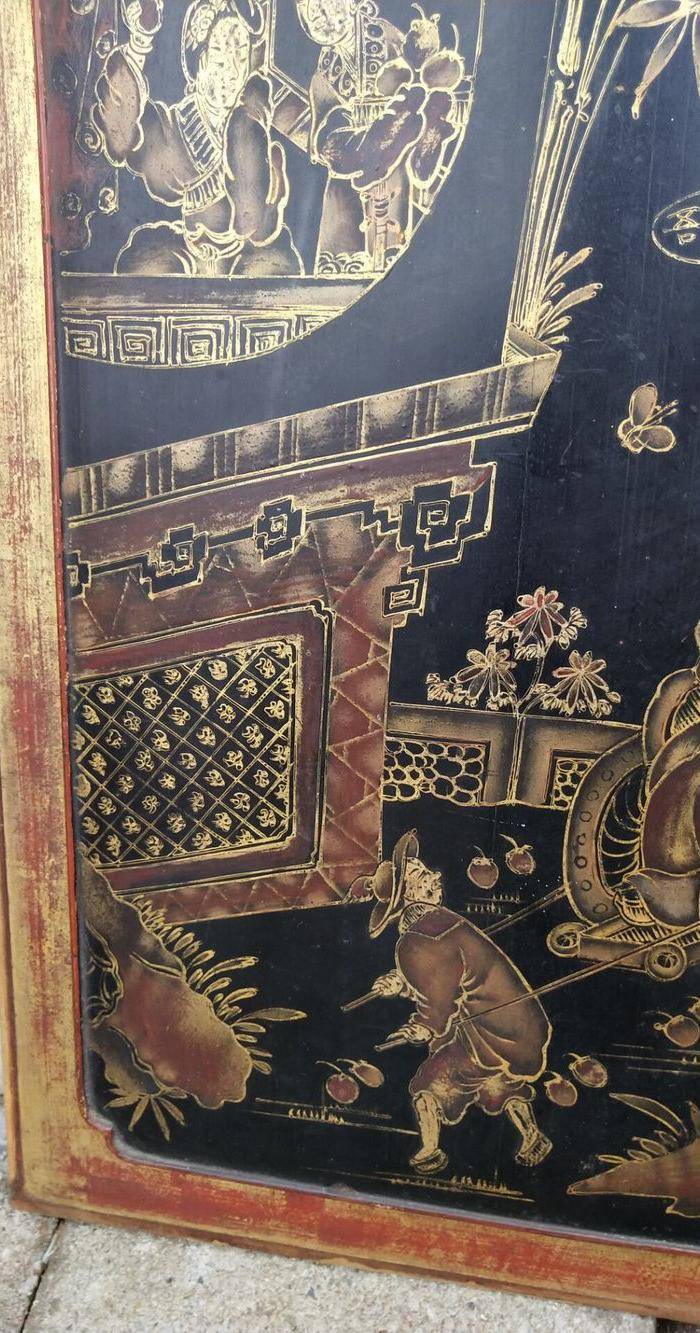 一对特别漂亮的镏金人物画板图9