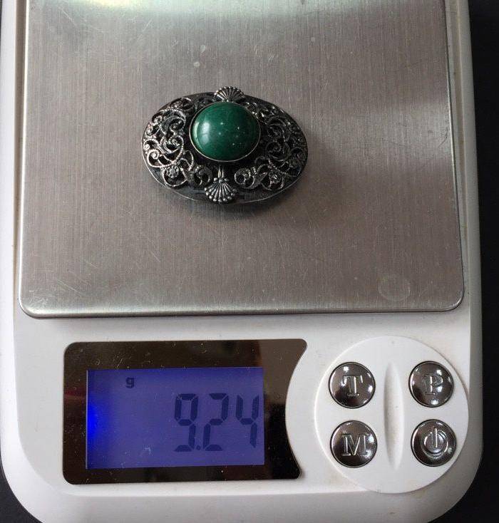 8026欧洲回流孔雀石银胸针图8