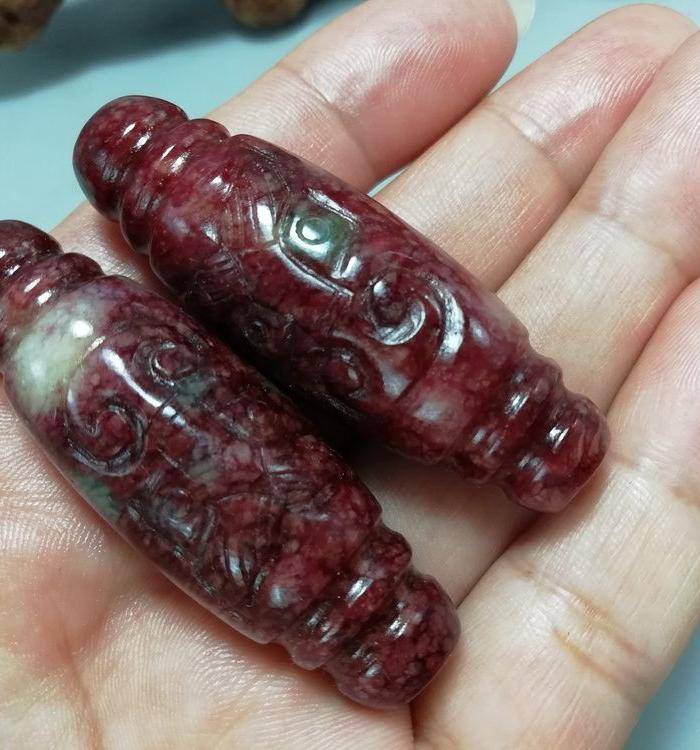 唐 老玉蟠龙勒子 一对 包浆老厚图3