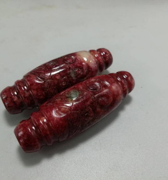 唐 老玉蟠龙勒子 一对 包浆老厚图4