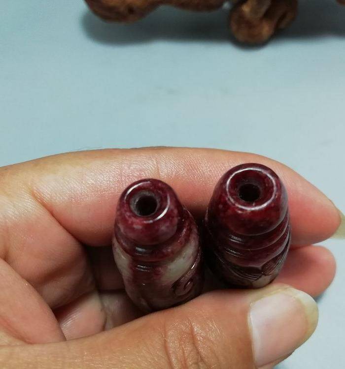唐 老玉蟠龙勒子 一对 包浆老厚图9