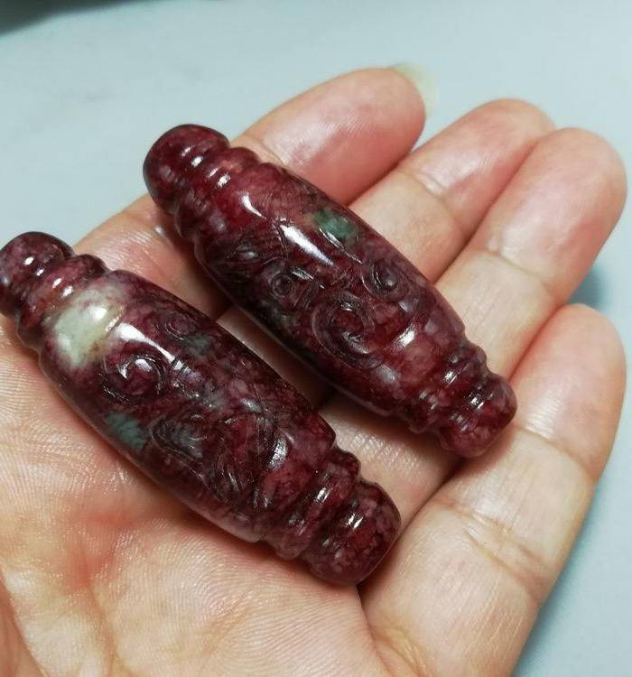 唐 老玉蟠龙勒子 一对 包浆老厚图10