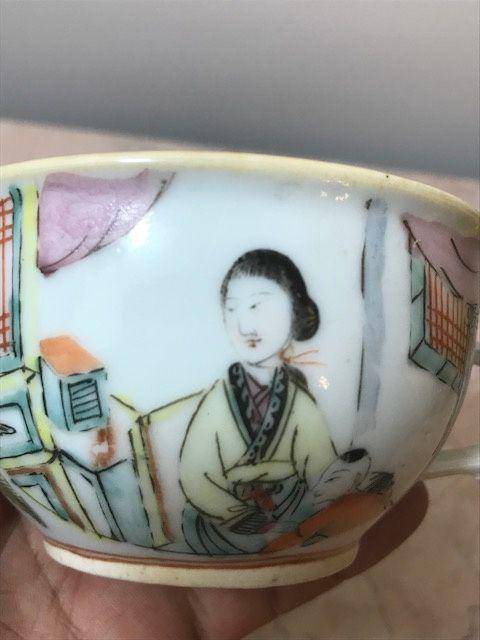 7021 清末浅绛彩美人如玉茶盏图6