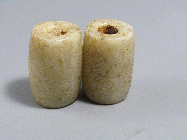 汉 白玉 勒子一对 包浆醇厚24x16mm图5
