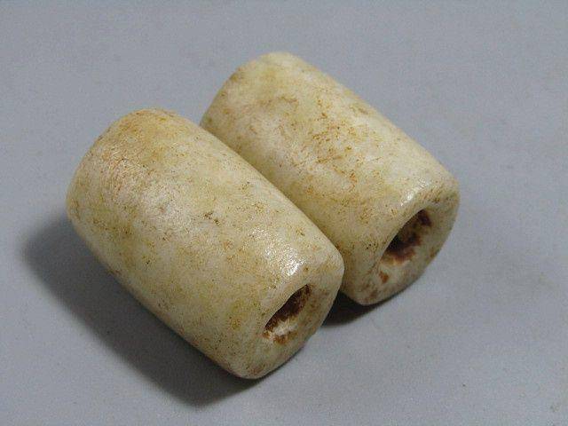 汉 白玉 勒子一对 包浆醇厚24x16mm图6