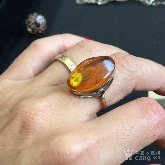 8071欧洲回流俄罗斯银鎏金琥珀戒指