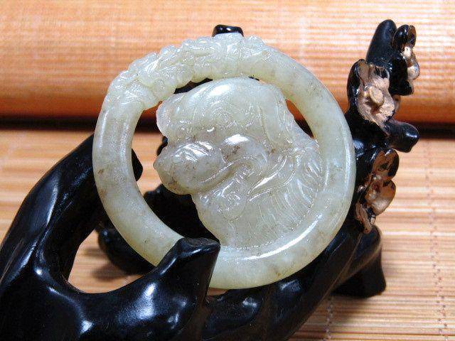 晚清和田玉 双龙旺财 双面玉佩 包浆熟厚图4
