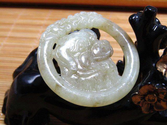 晚清和田玉 双龙旺财 双面玉佩 包浆熟厚图6