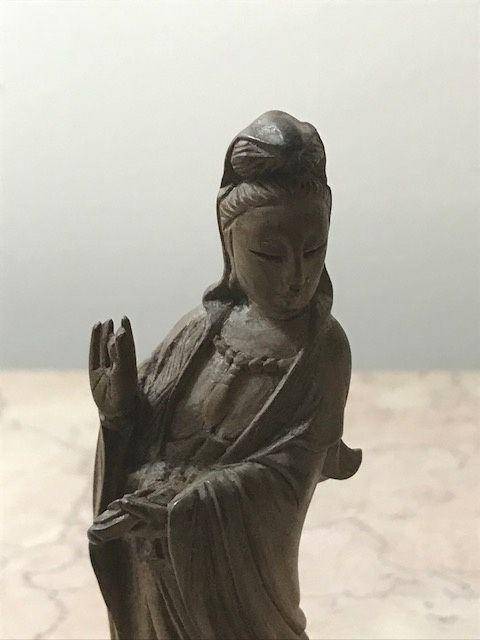 7029 民国黄杨木书卷观音图2
