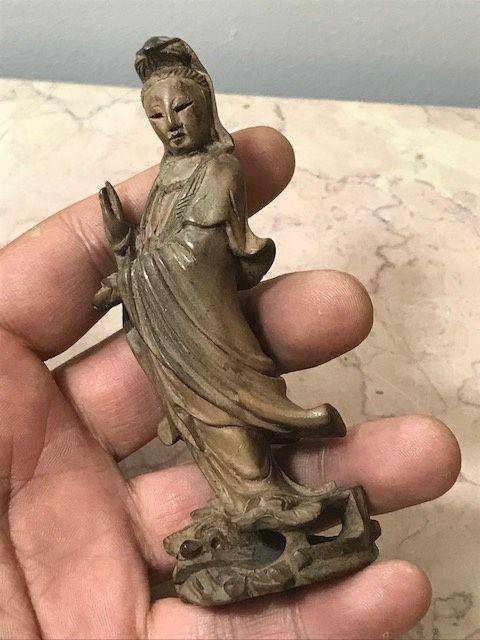 7029 民国黄杨木书卷观音图4