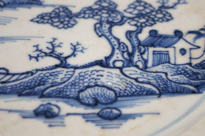 乾隆花卉风景 青花盘碟一对 包老到代,如假包退图6