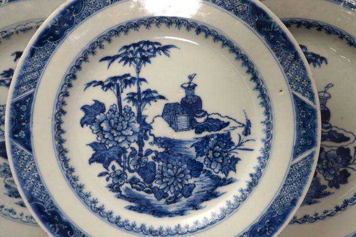 乾隆风景青花盘碟3个 包老到代 如假包退图2