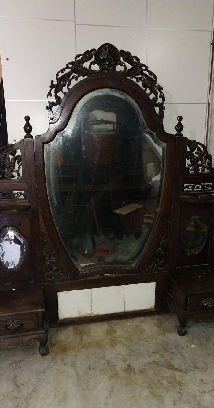 少见红酸枝盾牌镜台图3