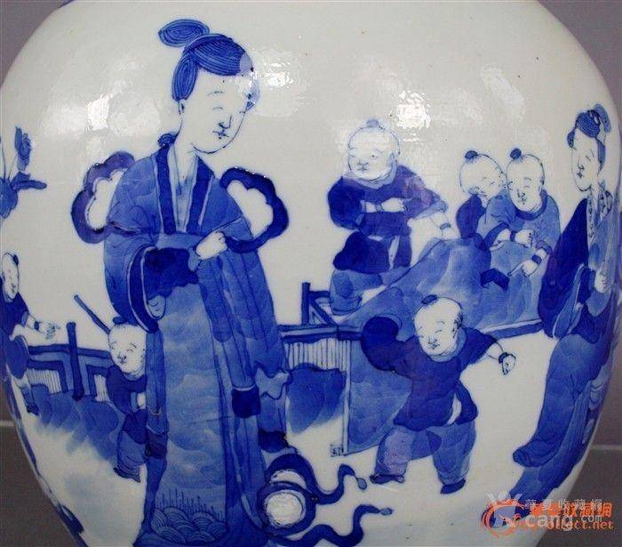 清青花四妃十六子大罐 已鉴定图6