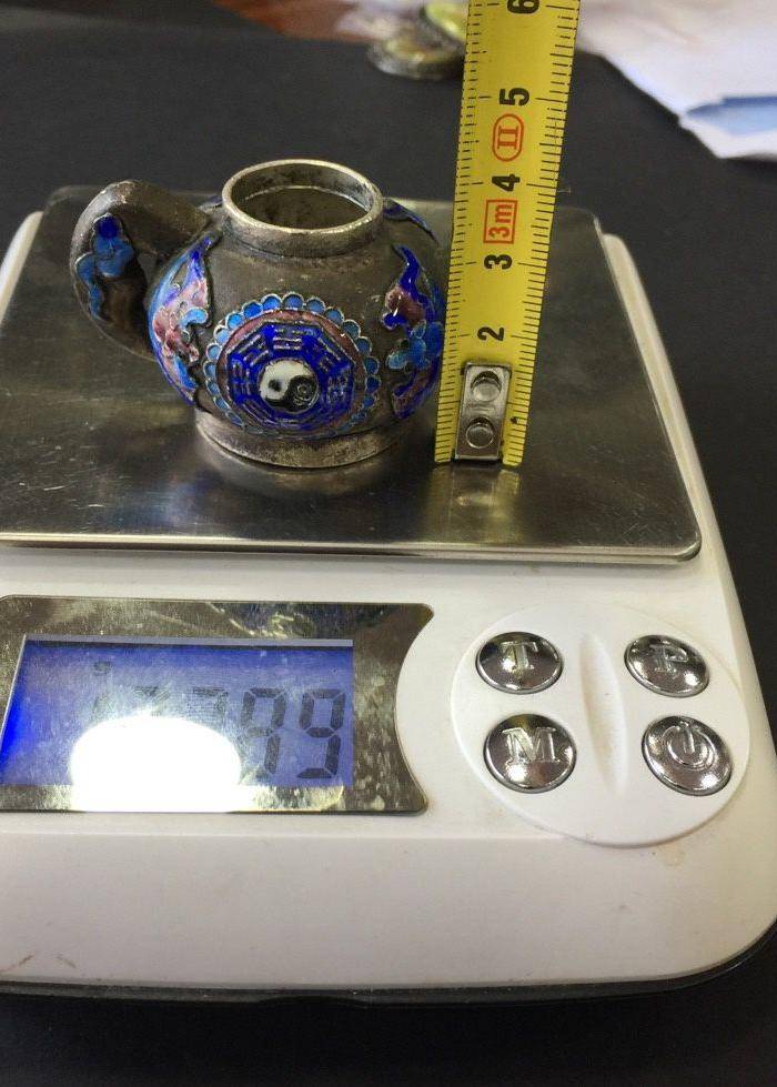 8155欧洲回流银珐琅壶图8