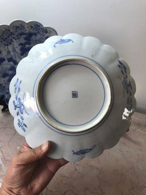 7423 清 青花稚鸡牡丹花口盘一对图8
