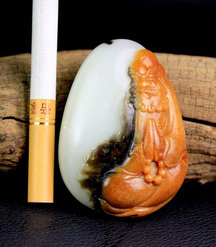 和田玉籽料 白玉把件 达摩悟道 一心向佛图6