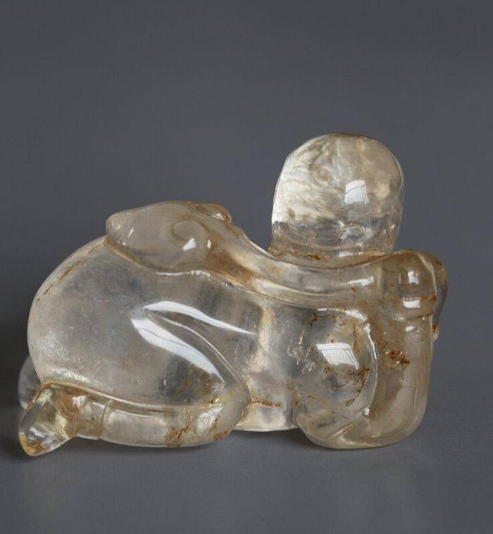 精品,水晶圆雕 持荷童子图2