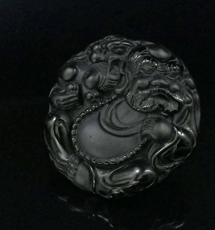 黑曜石雕刻钟馗吊坠图3