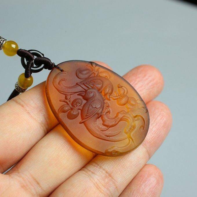 棕红缅甸琥珀喜鹊登枝吊坠 27KN25图10