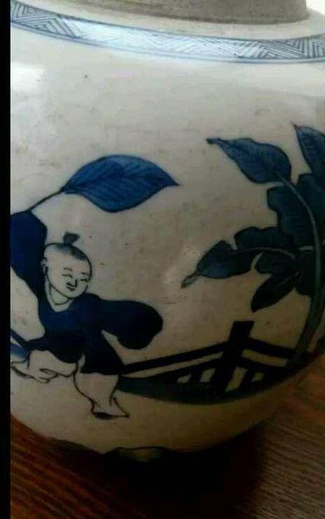 青花戏婴罐,图3