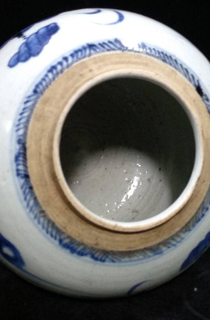英国回流的青花荷叶清廉罐图5