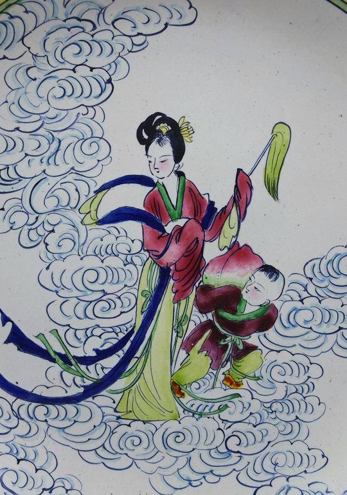 美国回流 铜胎画珐琅 大园盘22厘米图4