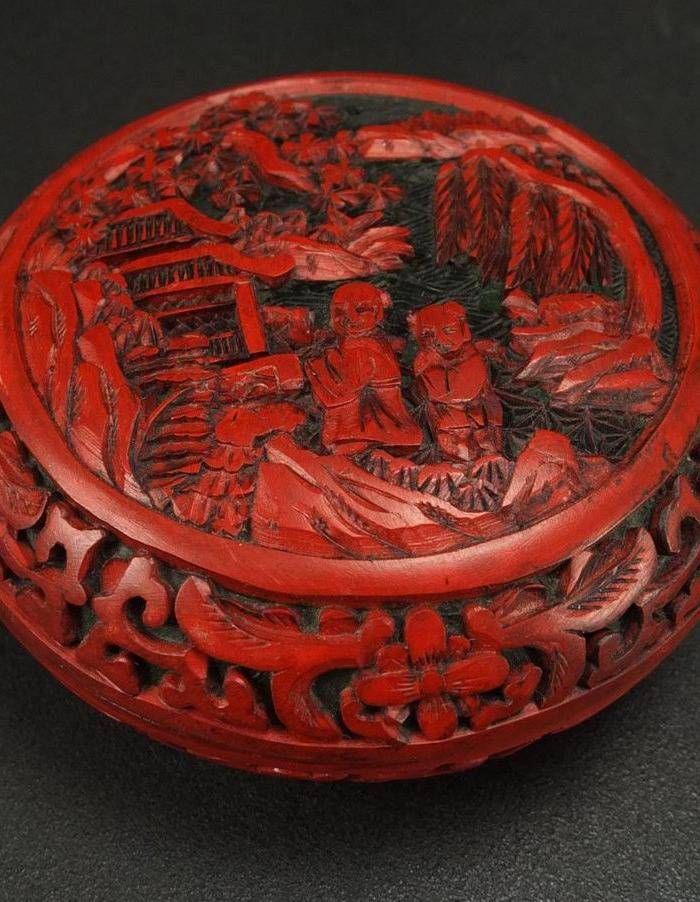 清代剔红漆器粉盒图2
