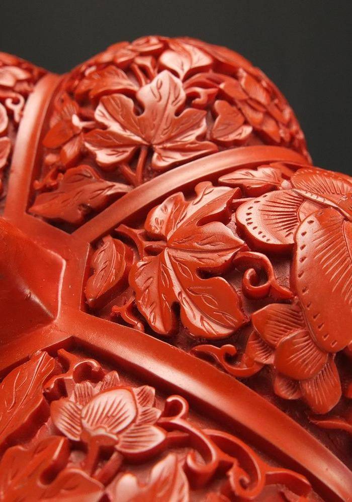 美国回流 剔红漆器 茶叶盒图5